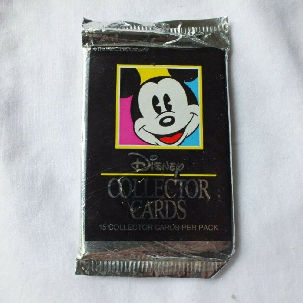 Vintage DISNEY Collector Cards Pack Yellow, Walt Disney Trading Cards from 1991